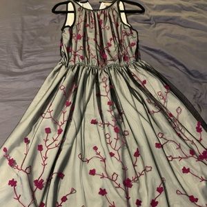 Black tulle dress with floral embroidery